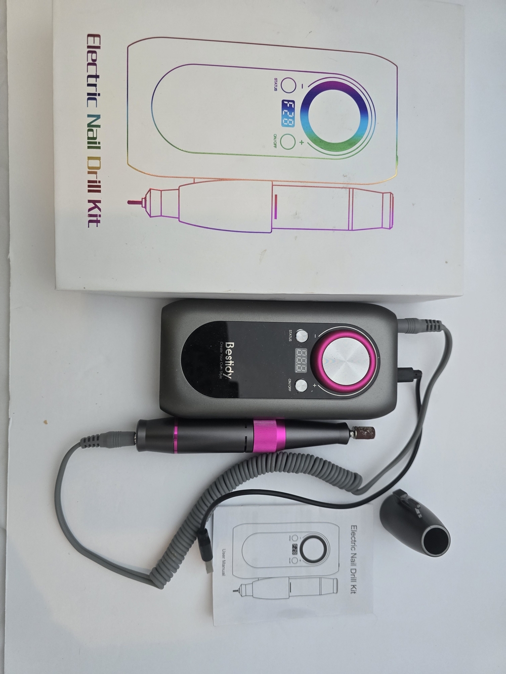 Bestoky Electric Nail Drill Kit - Black with Pink Accents